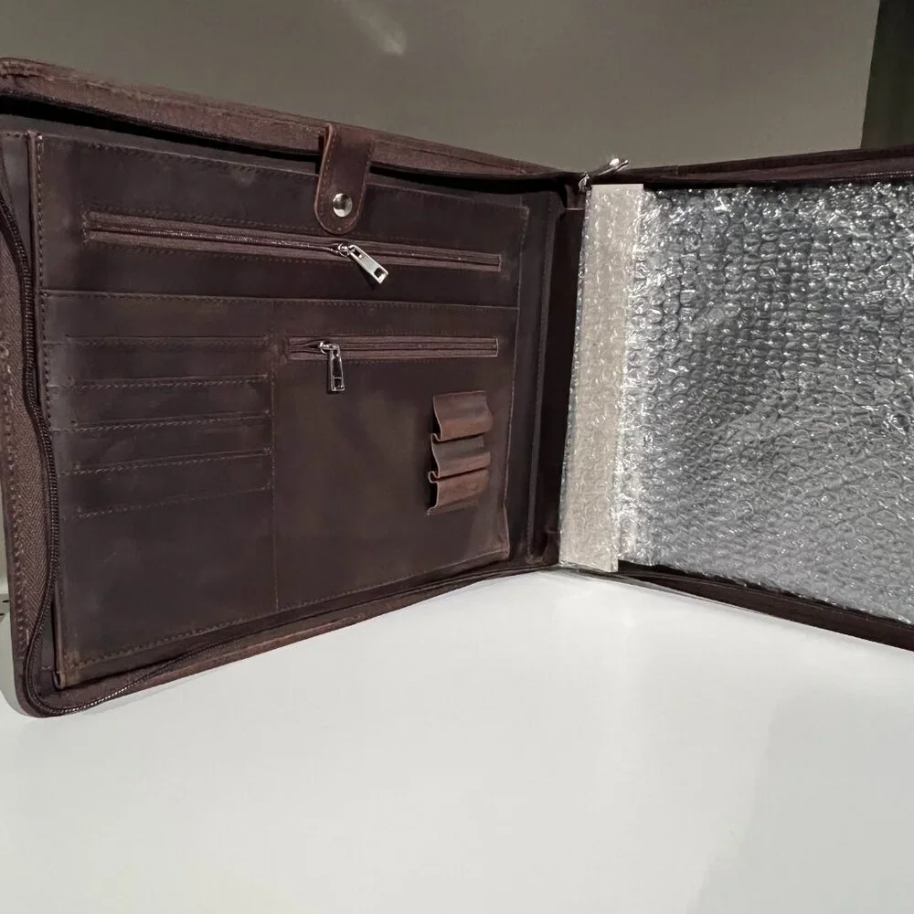 Genuine Full Grain Leather Checkbook Portfolio